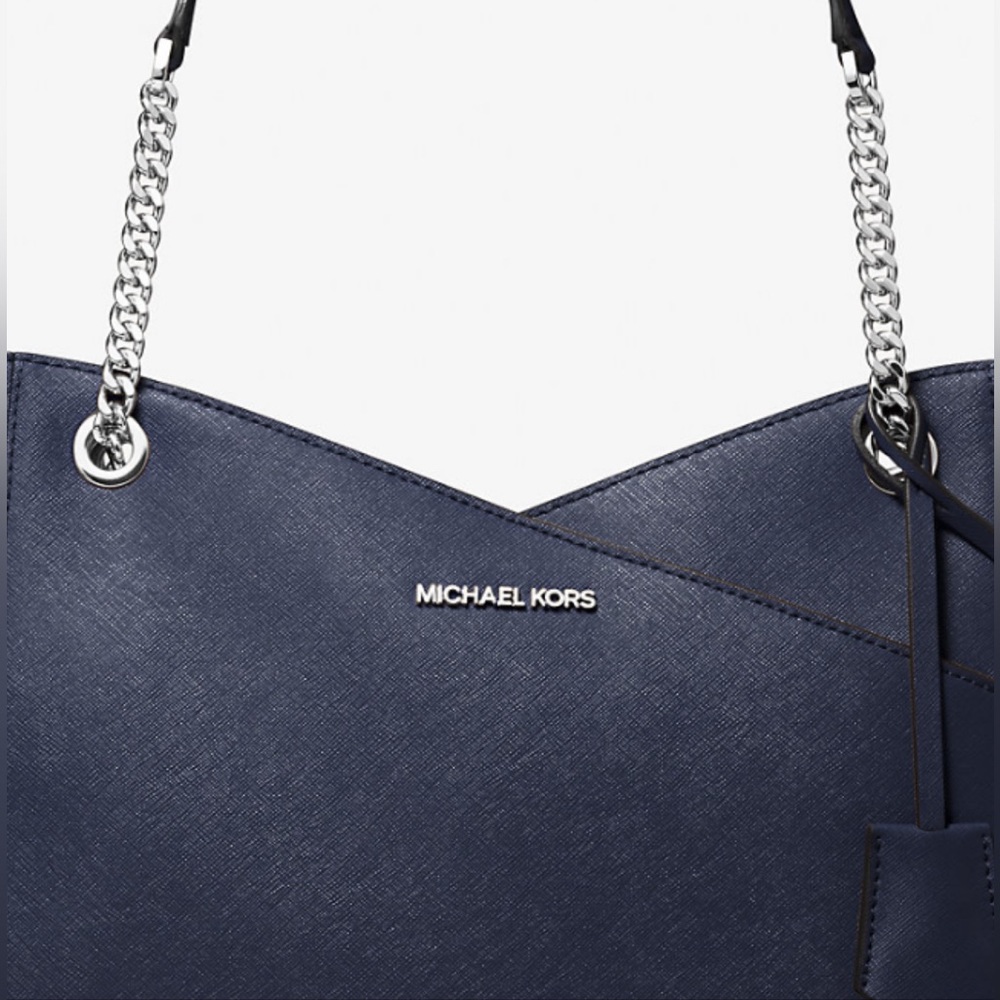 NWT | Michael Kors Jet Set Large Saffiano Leather Tote – Navy - Picture 7 of 8